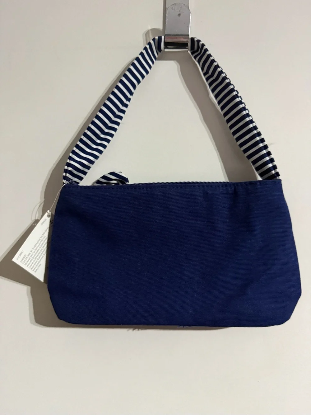 BNWT Little Girls Zipper Shoulder/Handbag Purse Navy Blue With Flower And Bow